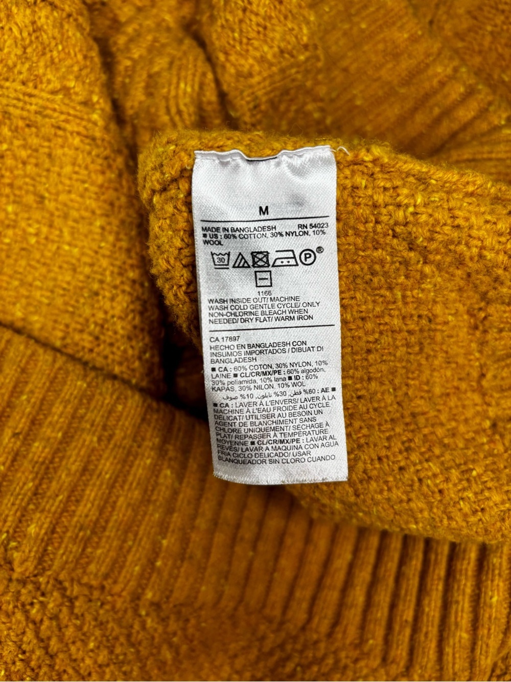 Old Navy Mustard Yellow Cable Knit Crewneck Sweater | Golden Honey Fall Pullover - Picture 5 of 5